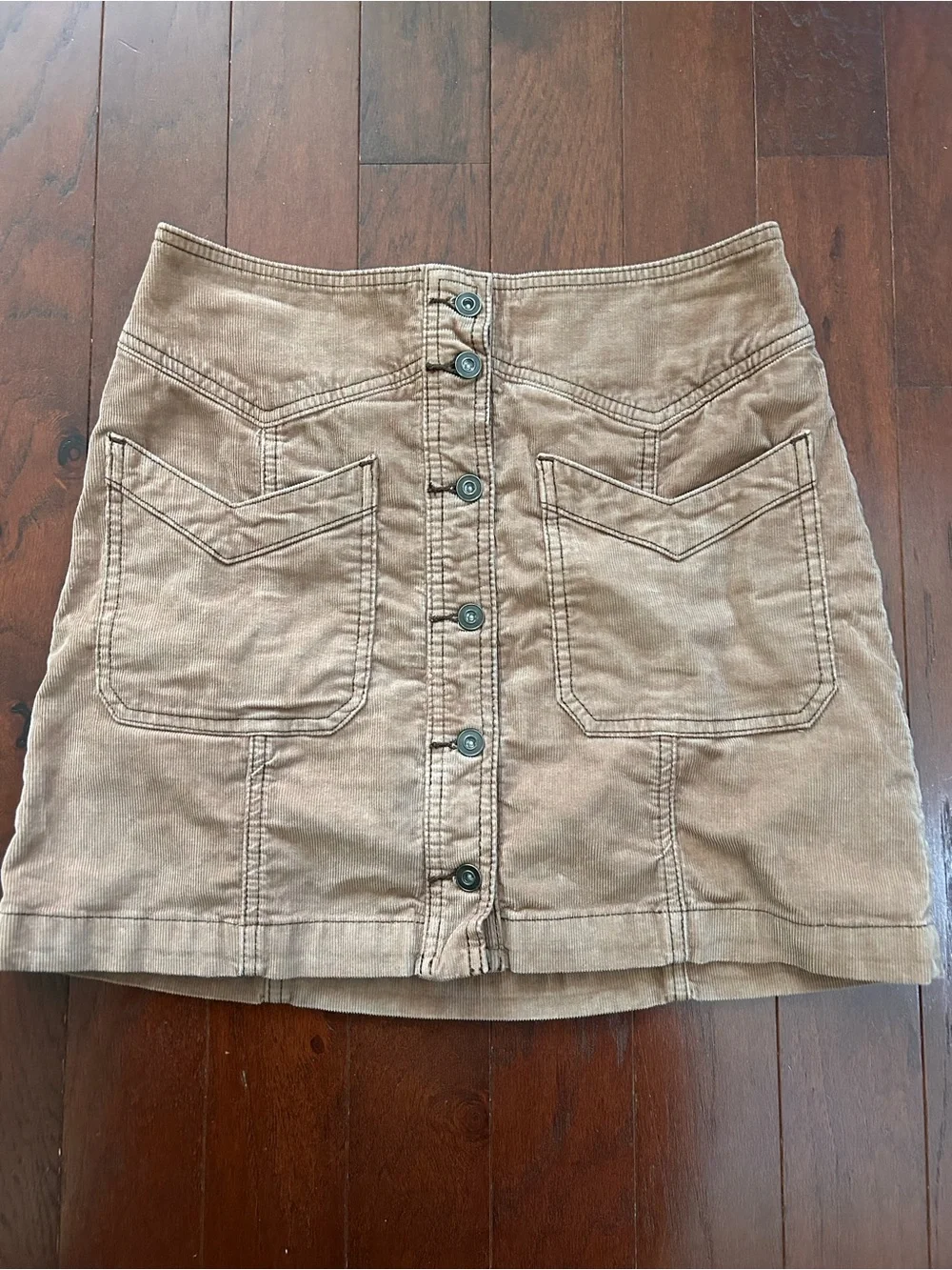 Free People Come A Little Closer Corduroy Button Front Mini Skirt W2 brown